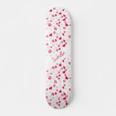  naam Roze & rood hart en kattenpatroon Persoonlijk Skateboard (Voorkant)