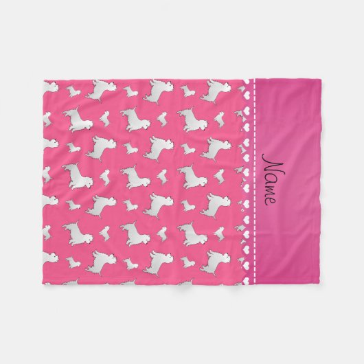 Naam roze West Highland White Terrier dogs Fleece Deken (Voorkant (Horizontaal))