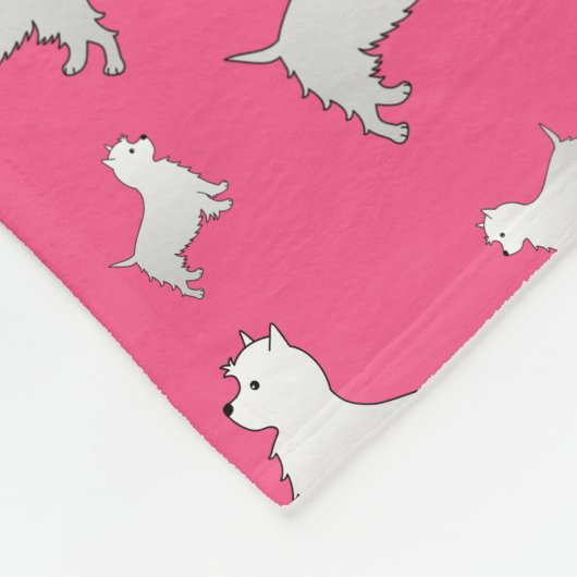 Naam roze West Highland White Terrier dogs Fleece Deken (Hoek)
