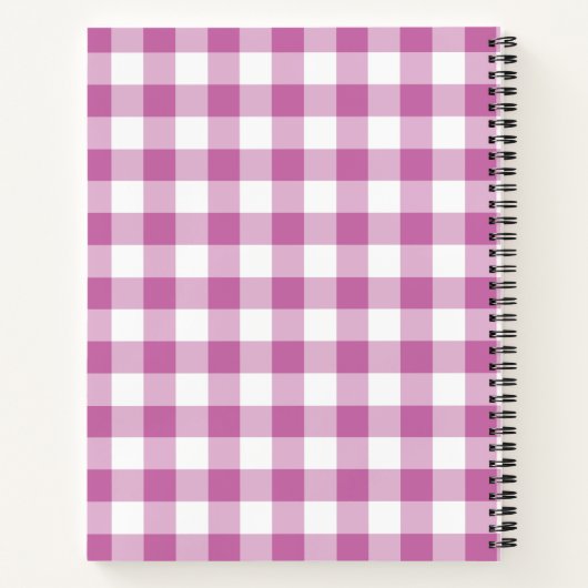 Naam Roze & White Gingham Checkered Pattern-notebo Notitieboek (Achterkant)