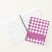 Naam Roze & White Gingham Checkered Pattern-notebo Notitieboek (Binnen)