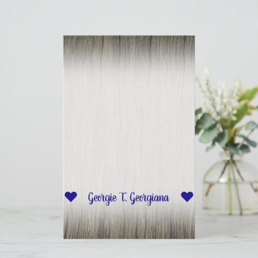  naam; Rustic Faux Wood Kijk Pattern Briefpapier (Staand voorkant)