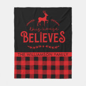 Naam Rustic Red en Black Buffalo Check Family Fleece Deken (Voorkant)