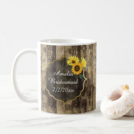 naam Rustic Wedding Bridesmaid sunflower Koffiemok
