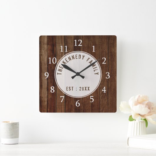 Naam Rustic Wood Pallet Vierkante Klok (Huis)