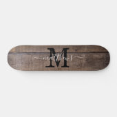 Naam Rustic Wood Pattern Monogram Persoonlijk Skateboard (Horizontaal)