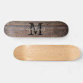 Naam Rustic Wood Pattern Monogram Persoonlijk Skateboard (Horizontaal)