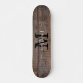Naam Rustic Wood Pattern Monogram Persoonlijk Skateboard (Voorkant)