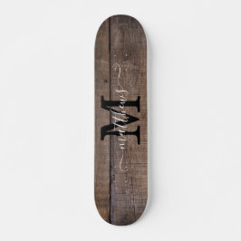 Naam Rustic Wood Pattern Monogram Persoonlijk Skateboard