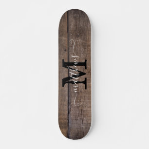 Naam Rustic Wood Pattern Monogram Persoonlijk Skateboard