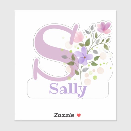 Naam Sally met de Sticker van S van de Brief (Vel)