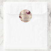 Naam Save The Date Goud Roze Rozen Bloemen Ronde Sticker (Tas)