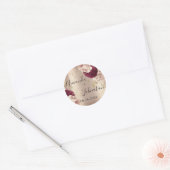 Naam Save The Date Goud Roze Rozen Bloemen Ronde Sticker (Envelop)
