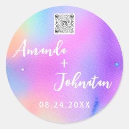 Naam Save The Date Qr Code Logo Holografisch Ronde Sticker