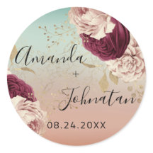 Naam Save The Date  Roze Goud  Bloemen Blauw