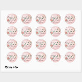 Naam Save The Date Roze Rozen Druppels Mint Glitte Ronde Sticker (Vel)