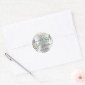 Naam Save The Date Zilveren Drips Mintgroen Ronde Sticker (Envelop)