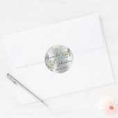 Naam Save The Date Zilveren Druppels Mintgroen Ronde Sticker (Envelop)