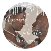 Naam Save The Date Zwart Zilver Druppels Foto