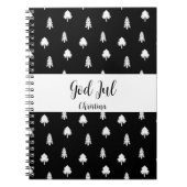 Naam Scandinavisch zwart patroon God Jul Kerstmis Notitieboek (Voorkant)