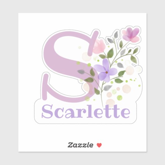 Naam Scarlette met de Sticker van de Brief S uit (Vel)