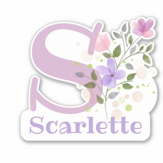 Naam Scarlette met de Sticker van de Brief S uit (Voorkant)