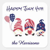 Naam, Schattige 4 juli Gnomes & Balloons 3 of 1.5- Vierkante Sticker (Voorkant)