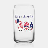 Naam, Schattige 4 juli Gnomes & Balloons Blikvorm Glas (Voorkant)