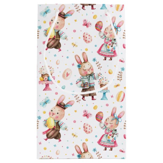 Naam, Schattige feestelijk paashaas patroon Klein Cadeauzakje (Achterkant)