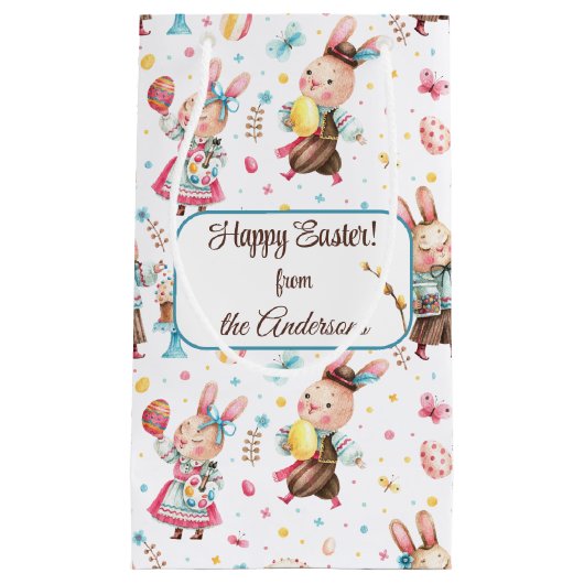 Naam, Schattige feestelijk paashaas patroon Klein Cadeauzakje (Voorkant)