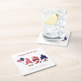 Naam, Schattigee Gnomen 4th of July Square Paper O Kartonnen Onderzetters (Insitu)