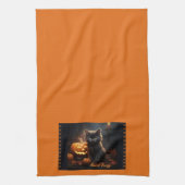 Naam, Schattigee Halloween Kitten, Jack o Lantern Theedoek (Verticaal)