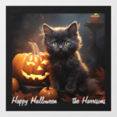 Naam, Schattigee kitten, pompoen, Happy Halloween Raamsticker (Vel)