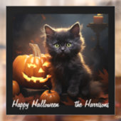 Naam, Schattigee kitten, pompoen, Happy Halloween  Raamsticker (Vel 2)
