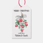 Naam, Schattigee Mistletoe Vrolijk Kerstcadeau Lab Cadeaulabel (Voorkant)