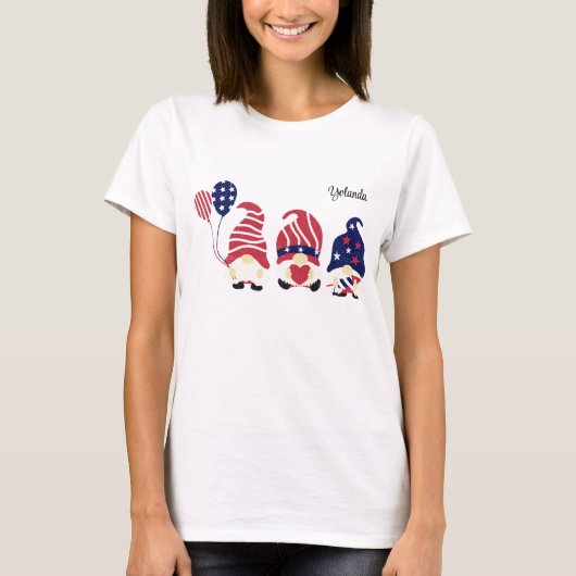 Naam, Schattigee Patriottische Gnomen, Basis Vrouw T-shirt (Voorkant)