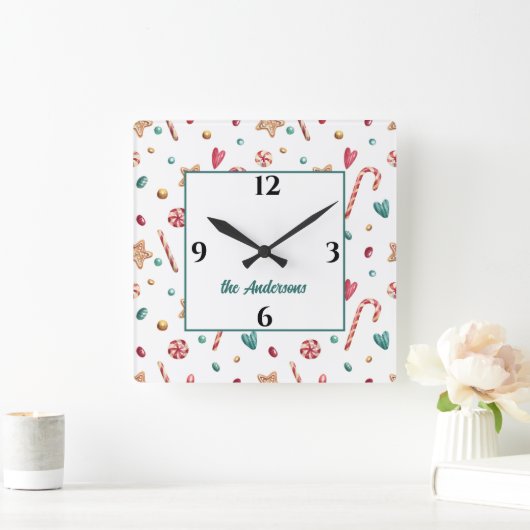 Naam, Schattigee Snoepjes Snoepjes & Cookies 10.75 Vierkante Klok (Huis)