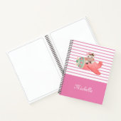 Naam & Schattigee Waterverf Koe in Vliegtuig, Whim Notitieboek (Binnen)