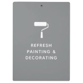Naam schilder- en decorator-bedrijf grijs klembord (Achterkant)
