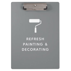 Naam schilder- en decorator-bedrijf grijs klembord