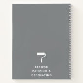 Naam schilder- en decorator-bedrijf grijs notitieboek (Achterkant)