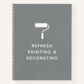Naam schilder- en decorator-bedrijf grijs notitieboek (Voorkant)