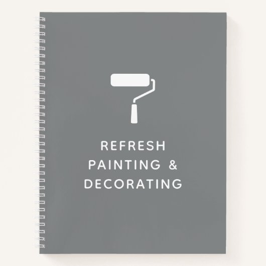 Naam schilder- en decorator-bedrijf grijs notitieboek (Voorkant)