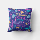 Naam schildpad seastar patroon roze blauw aqua kor kussen (Achterkant)