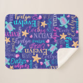 Naam schildpad seastar patroon roze blauw aqua kor sherpa deken (Voorkant (horizontaal))
