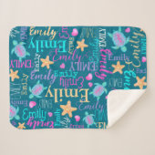 Naam schildpad seastar patroon roze paarse koraal sherpa deken (Voorkant (horizontaal))