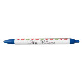 Naam School, Red Apple Custom Teacher Waardering Blauwe Inkt Pen (Voorkant)