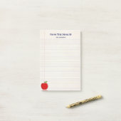 Naam schoolleraar Apple Lined Post-it Notes (Op bureau)