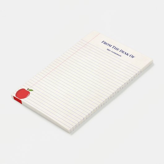 Naam schoolleraar Apple Lined Post-it Notes (Schuin)