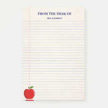 Naam schoolleraar Apple Lined Post-it Notes